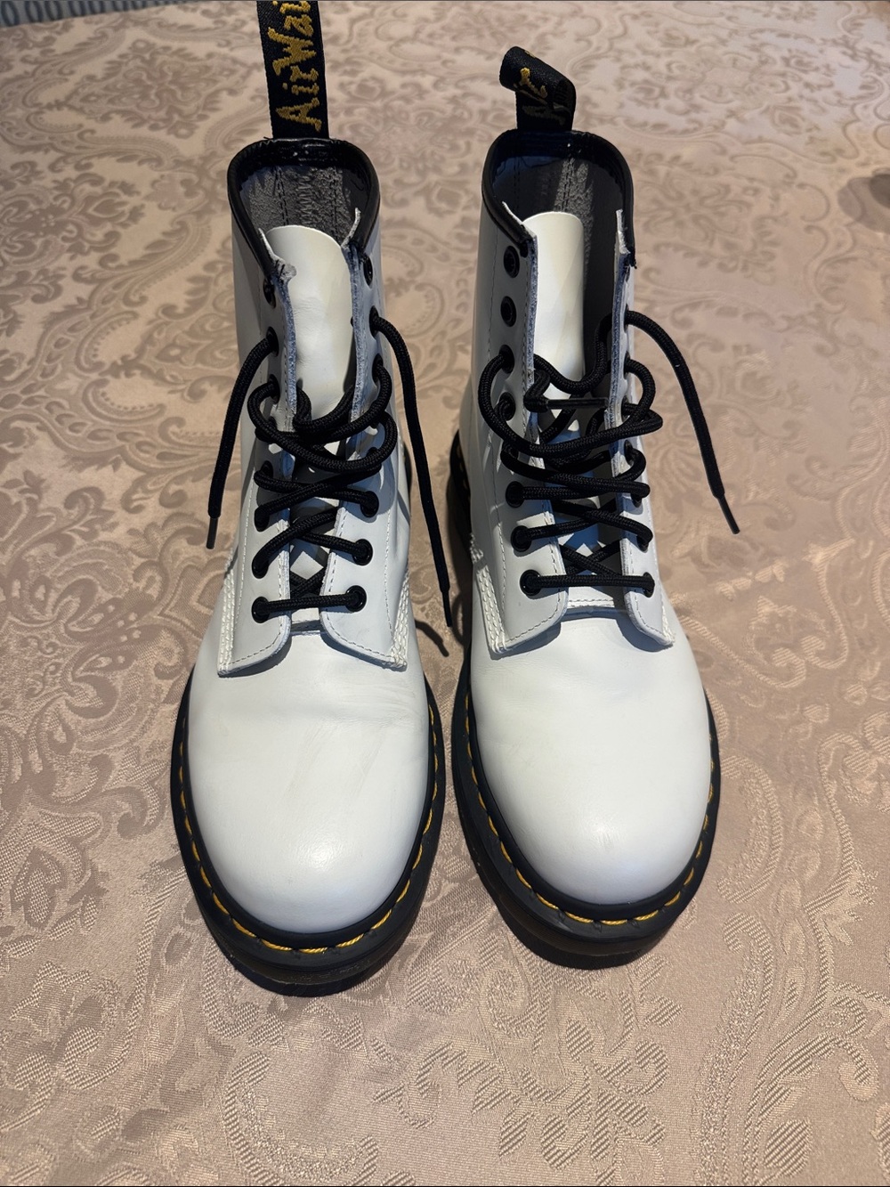 Never worn Dr air wear Martens White Lace-Up Platform Combat Boots - Women